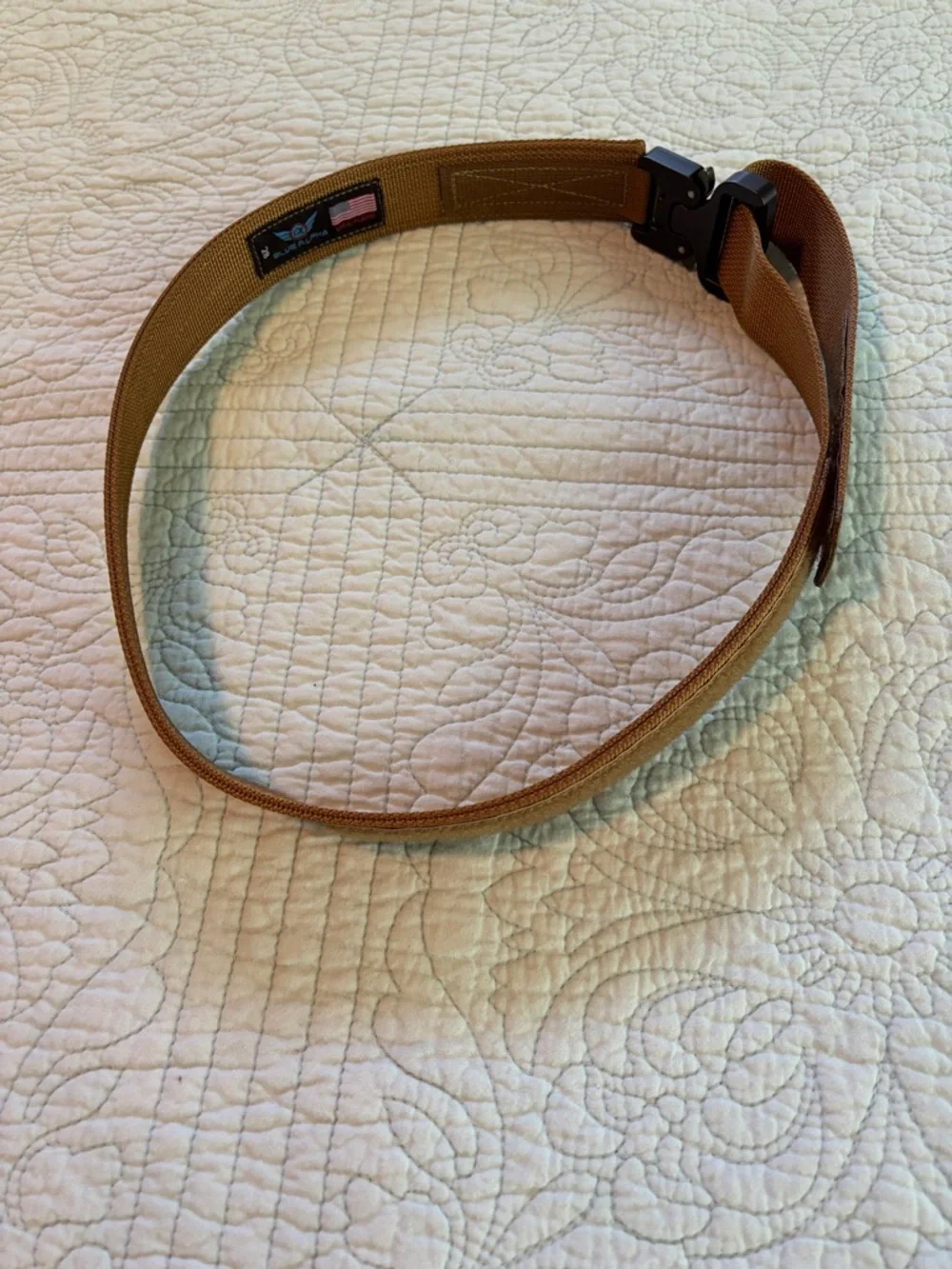 Blue Alpha Hybrid EDC Belt with Quick-Release Buckle in Tan